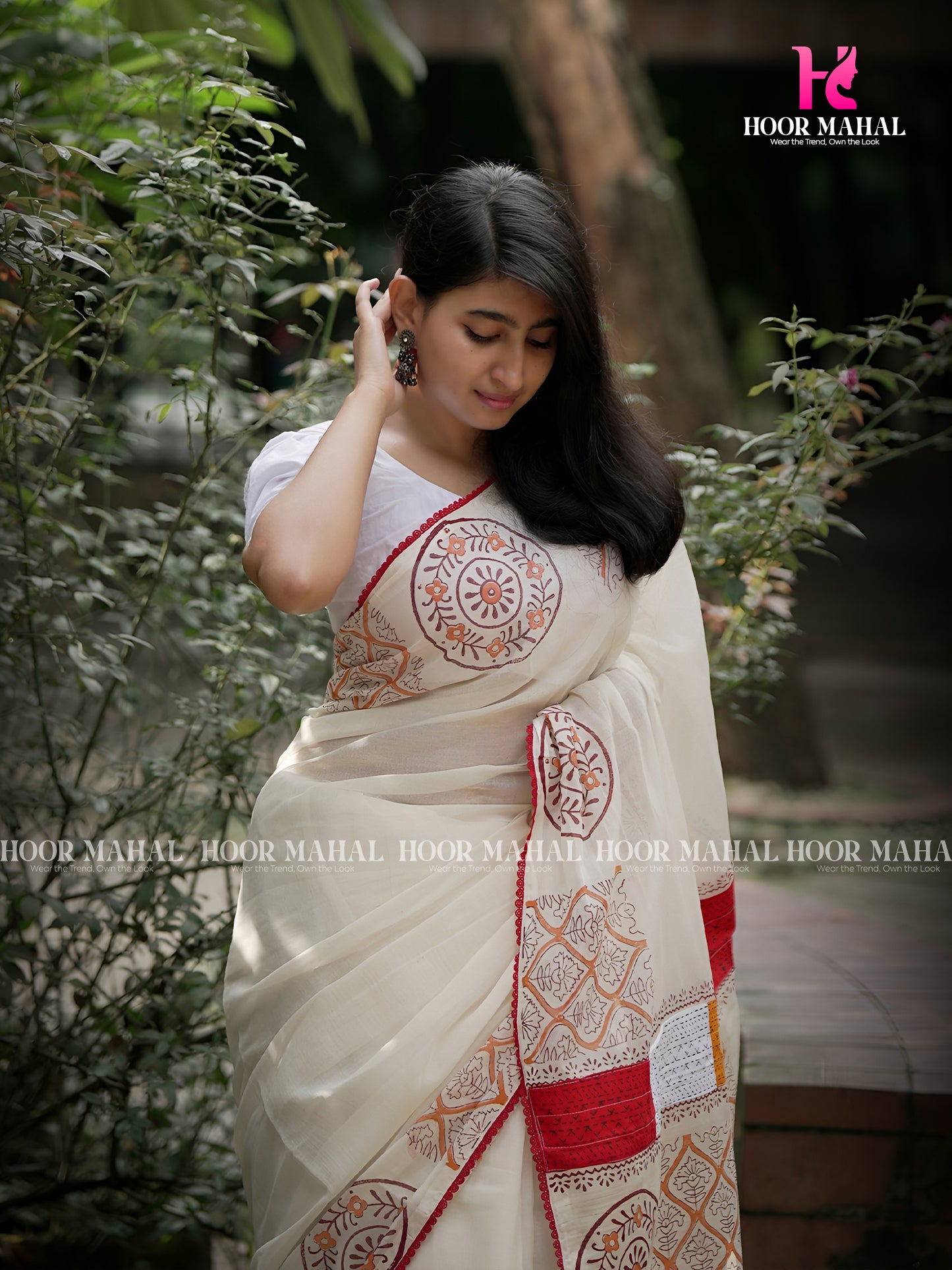 সূতি প্যাচওয়ার্ক শাড়ি