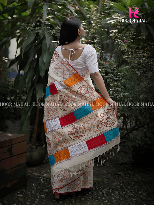 সূতি প্যাচওয়ার্ক শাড়ি