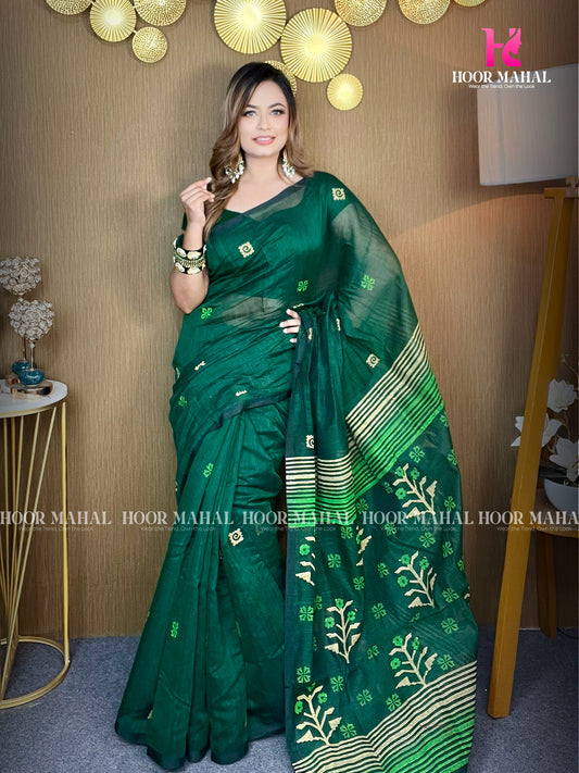 হাফ সিল্ক ব্লক শাড়ি