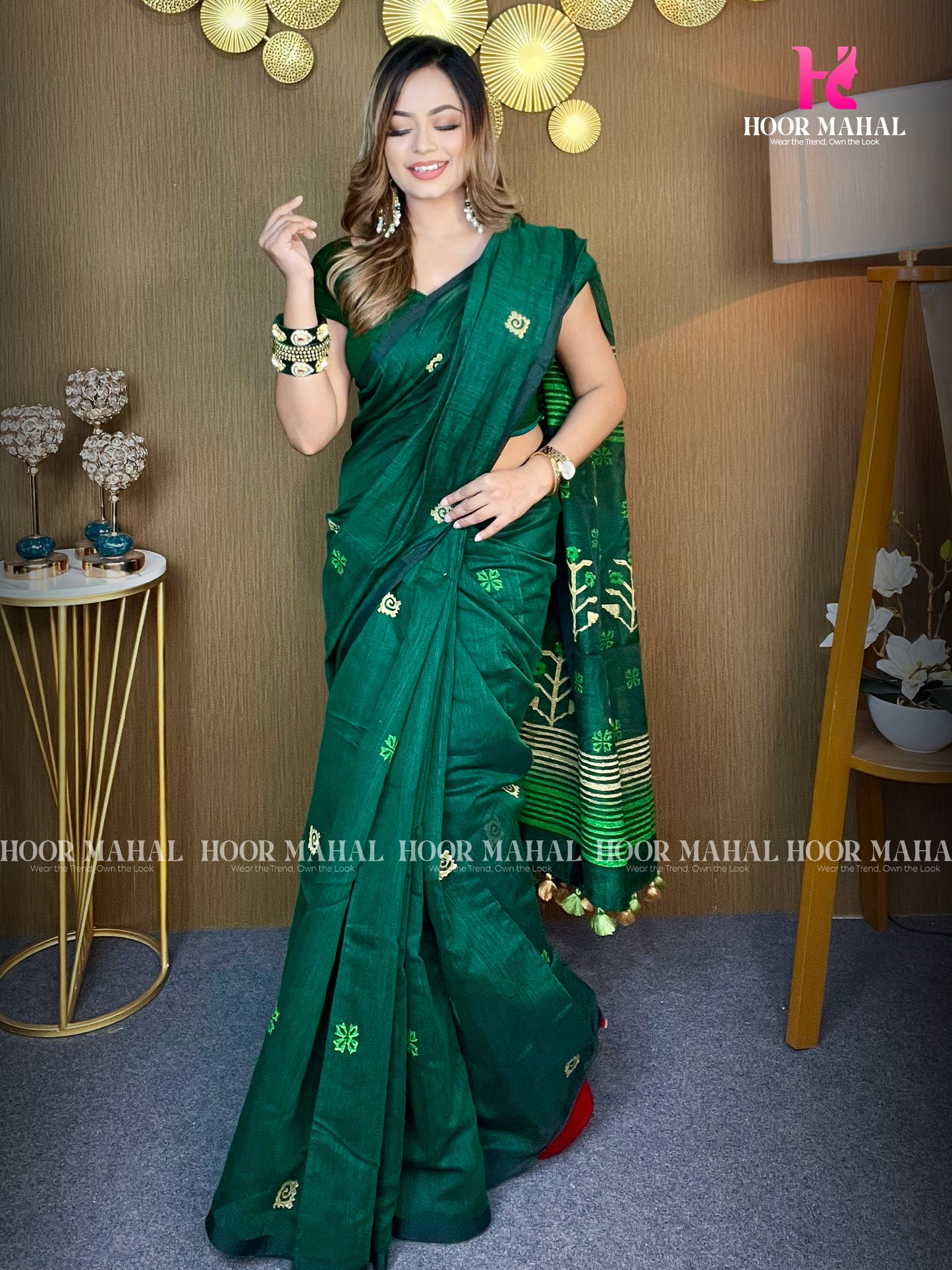 হাফ সিল্ক ব্লক শাড়ি