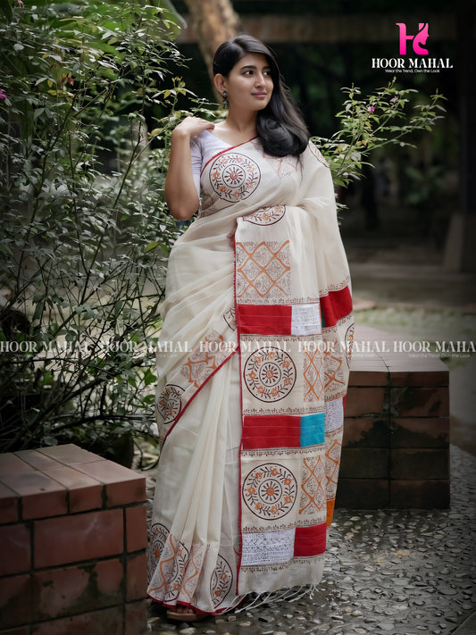 সূতি প্যাচওয়ার্ক শাড়ি