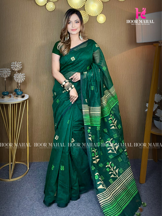 হাফ সিল্ক ব্লক শাড়ি